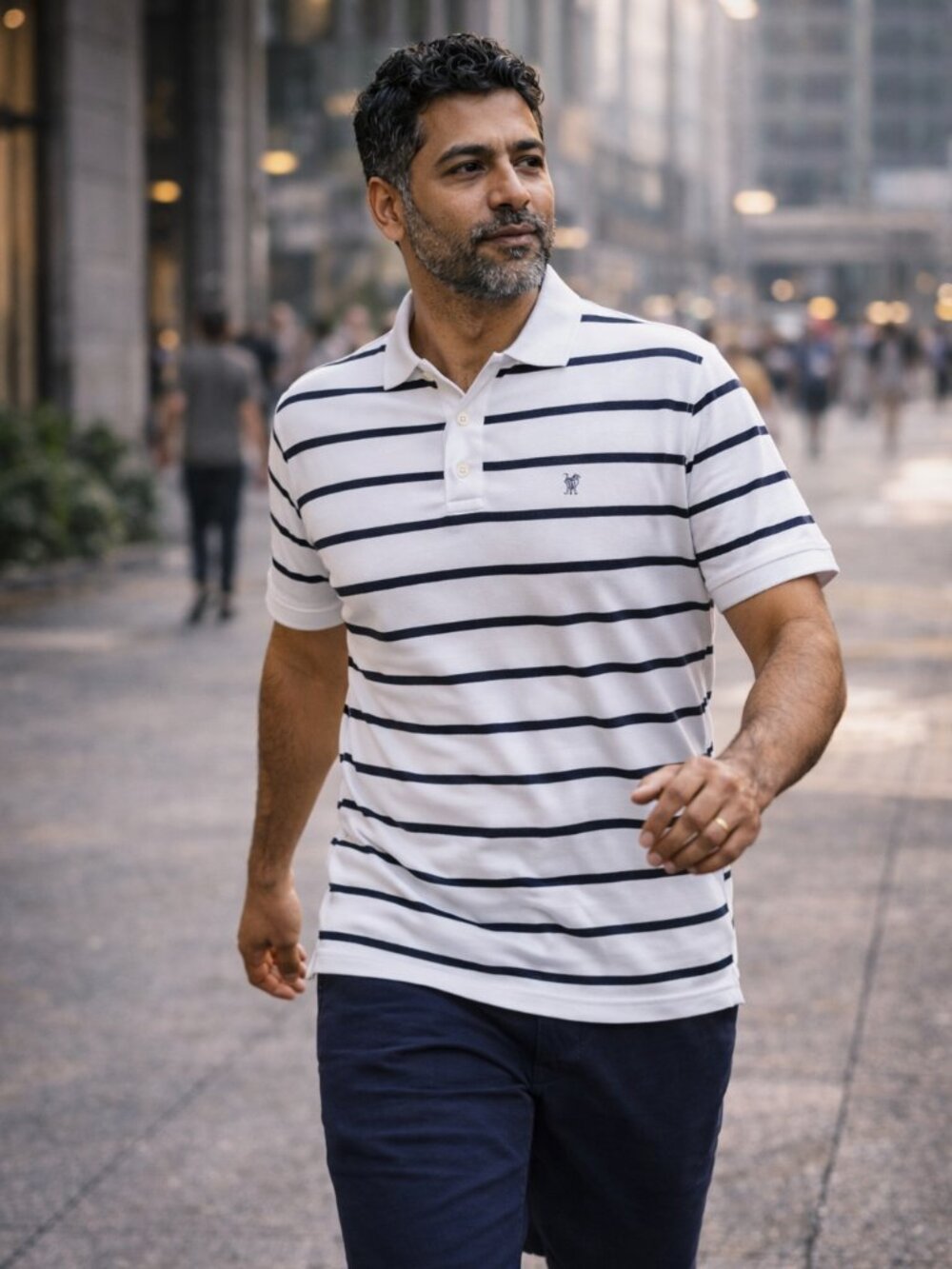 Brooks Brothers White & Black Striped Performance Polo – Size XXL